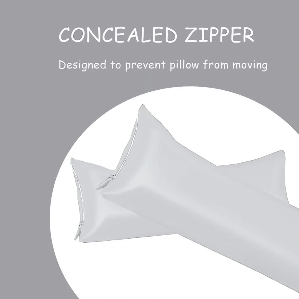 Zippered Satin Long Pillowcase Silky Slip Cooling Body Pillow Cover 20
